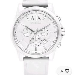 Armani Exchange AX1325 Men Watch Stainless Steel Silicone Band White NEW IN BOX