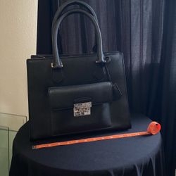 Michael Lots Saffiano Black Leather Bridgette Satchel 