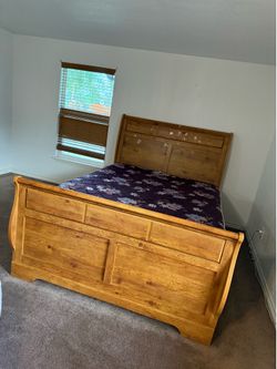 Queen bed frame and mattress