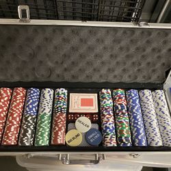 Poker Chip Game Set With Case & Dice