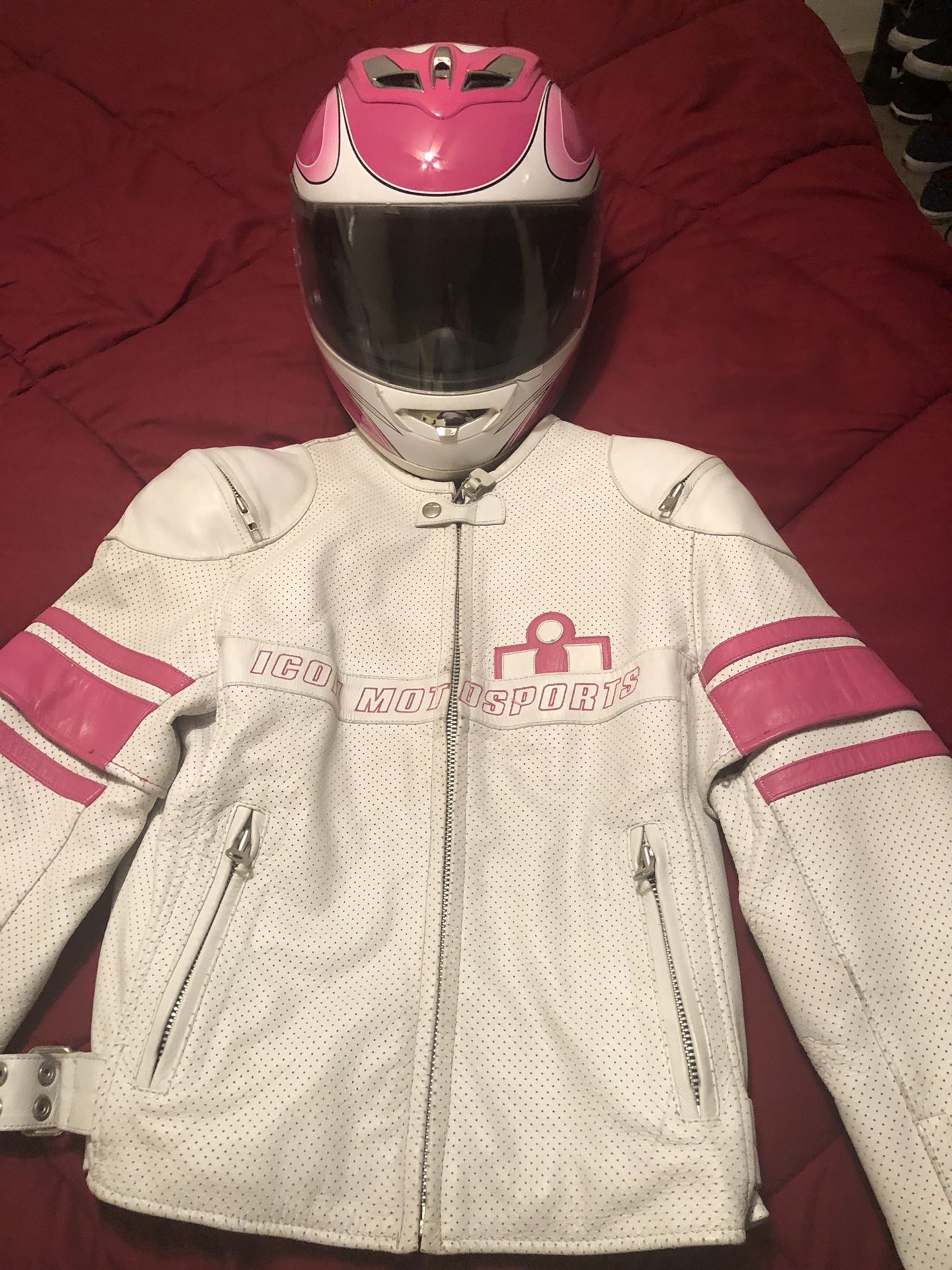 ICON MATCHING HELMET AND LEATHER JACKET