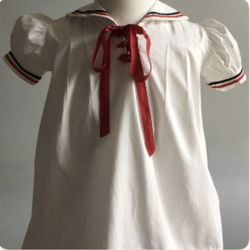 Vintage toddler girl white sailor dress