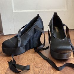Demonia Bravo 07 Satin Wedge Platforms