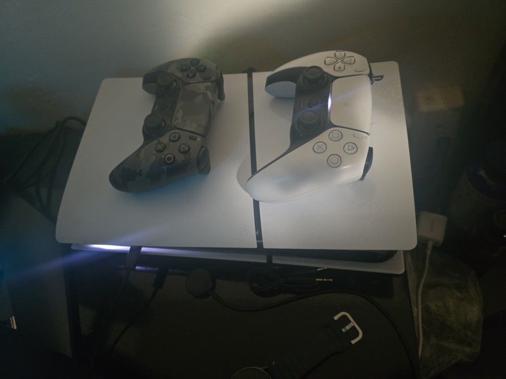 Ps5 Digital two controllers headset alienware t v thirty four inch widescreen curve t v
