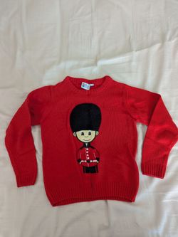 Kids Red Knit Sweater Royal Guard Graphic