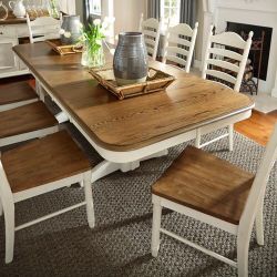 Liberty Furniture Double Pedistal Table W/6 Chairs And Leafs