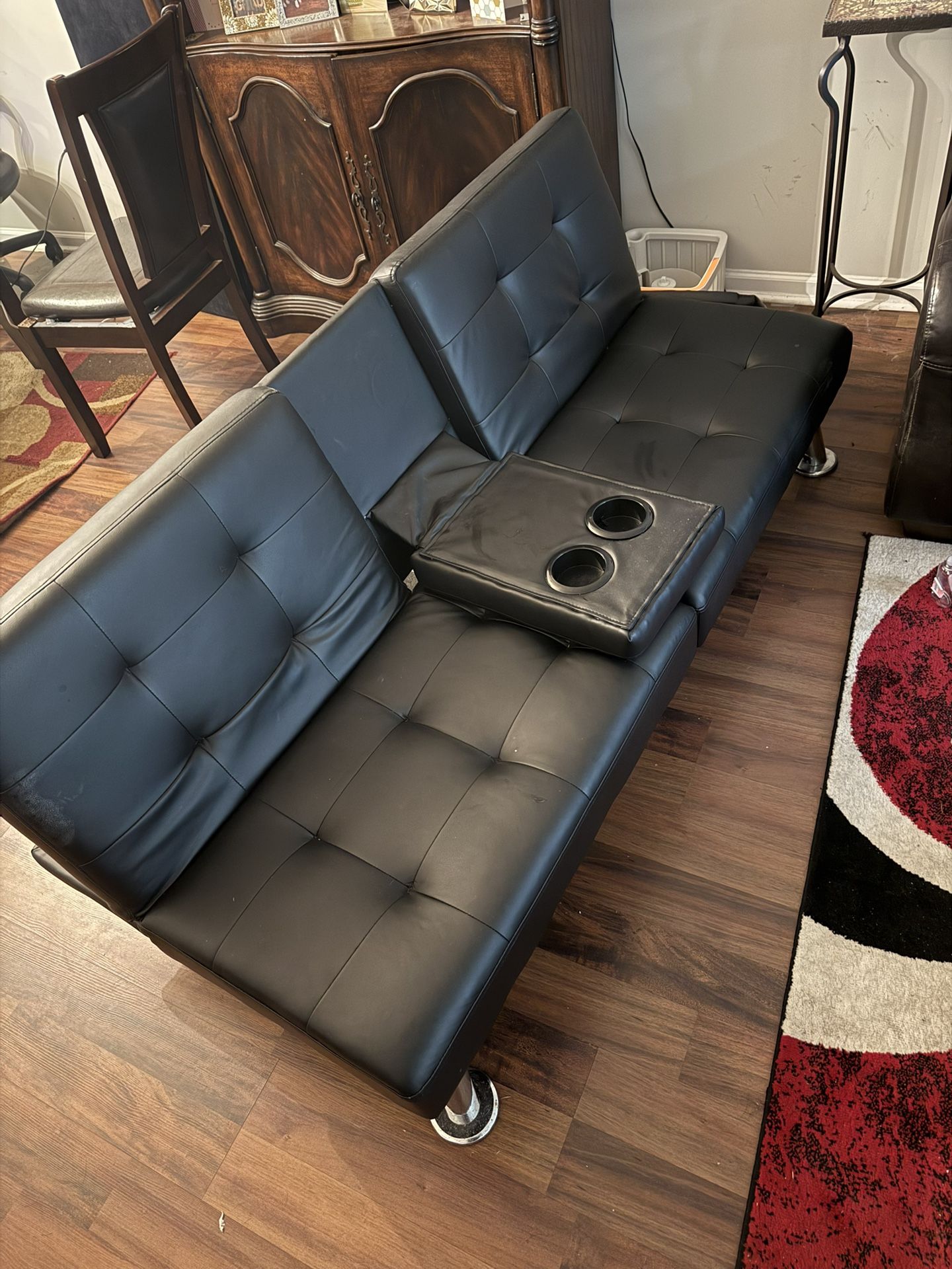Black Leather Futon/couch