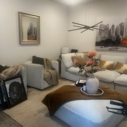 White Modular Sofa With Captain Chairs 