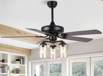 Lucas 52 in. 3-Light Rustic Industrial Mobile-App/Remote LED Indoor Ceiling Fan NEW