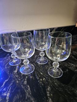 Vintage Bohemia Czechoslovakia "Claudia" Lead Crystal Wine Goblets