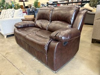Espresso Leather Manual Reclining Loveseat