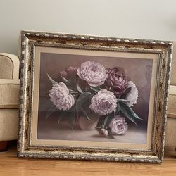Framed flower painting