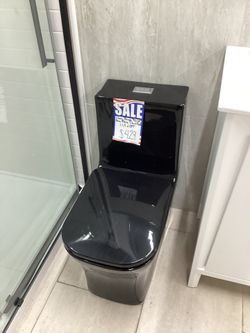 One Piece Black Toilet Modern Design Dual Flush System Comfort Height Fully Skirted Ready for Pick Up Today