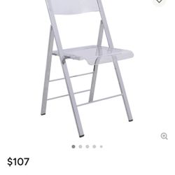 Set Of 2 - Menno Acrylic Folding Chairs Modern Stackable Foldable Dining Chair, Clear