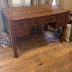 Antique Desk Made Out White Oak