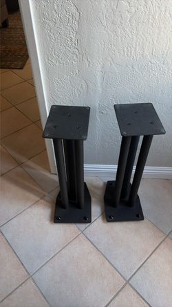 Pair of Black Metal Speaker Stands
