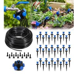 Connector Drip Irrigation Kits 197FT Garden Watering System with 36Item Pressure Compensation new 