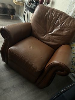 Brown Leather Oversized Armchair