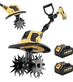 Brand New 21V Cordless Electric Tiller Garden Cultivator w/ 2 Batteries – Lightweight Retail $199