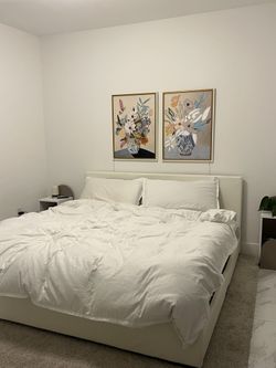 King low frame bed frame and mattress 