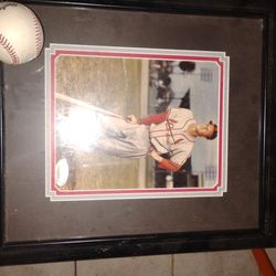 Stan Musial Autographed Ball And Print Cof A