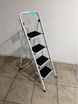 HBTower Step Ladder, Folding Step Stool for Adults with Anti-Slip Pedal, 330 lbs Capacity for Kitchen, Home, White - L58