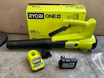 RYOBI ONE+ 18V 90 MPH 250 CFM Cordless Battery Leaf Blower/Sweeper with 2.0 Ah Battery and Charger