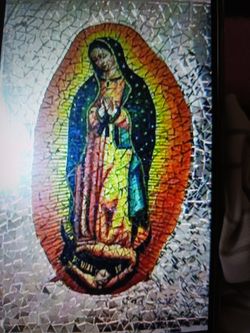 Virgin Mary  Glass Hand Made 20x30..