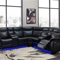 BLACK RECLINER SOFA 