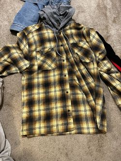 checked shirt hoodie $15