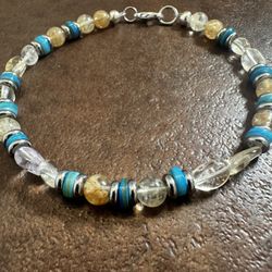 November Birth Stone Elegant Citrine Beaded Bracelet