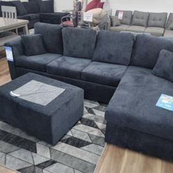 New Black Or Gray Sectional And Ottoman Sofa Couch 