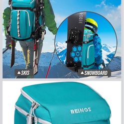 Travel Ski Boot Bag Backpack - Durable Boot Bags for Skiing Accessories, 60L Water-Resistant Padded Snow Skate Bag - Ski Gear Bag for Snowboard Boots,