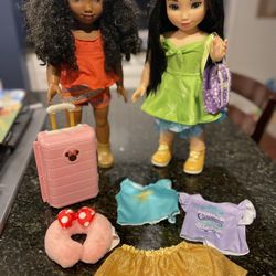 Disney ILY 4ever Moana and Mulan 18" Dolls with Outfits & Travel Accessories 