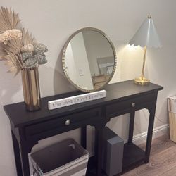 Entryway Table Bundle – Mirror, Lamp, Florals, & Console Table 