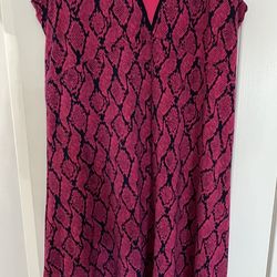 Michael Kors pink navy snakeskin pattern sleeveless stretchy maxi dress women size 2X
