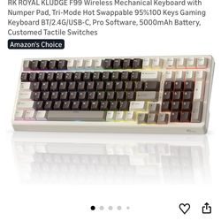 RK ROYAL KLUDGE F99 Wireless Mechanical Keyboard with Numper Pad, Tri-Mode Hot Swappable 95%100 Keys Gaming Keyboard BT/2.4G/USB-C, Pro Software, 5000