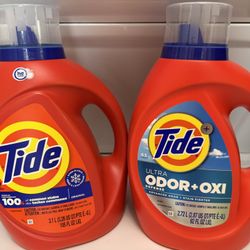 Tide Liquid detergent 65 and 80 loads  2.72 and 3.1 L 2 x $25
