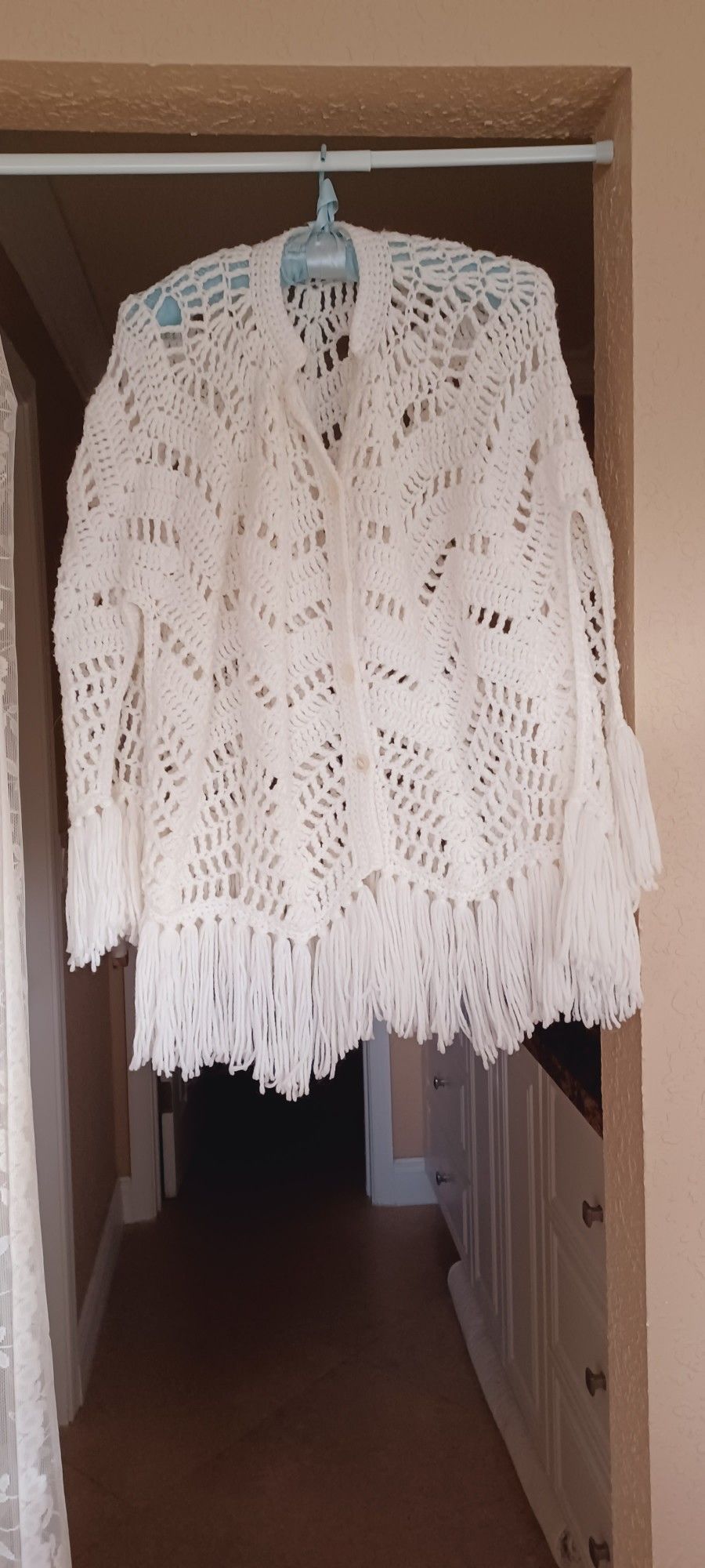 Shawl Poncho Crocheted Small