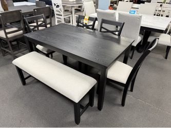 6PC Black Dining Table Set