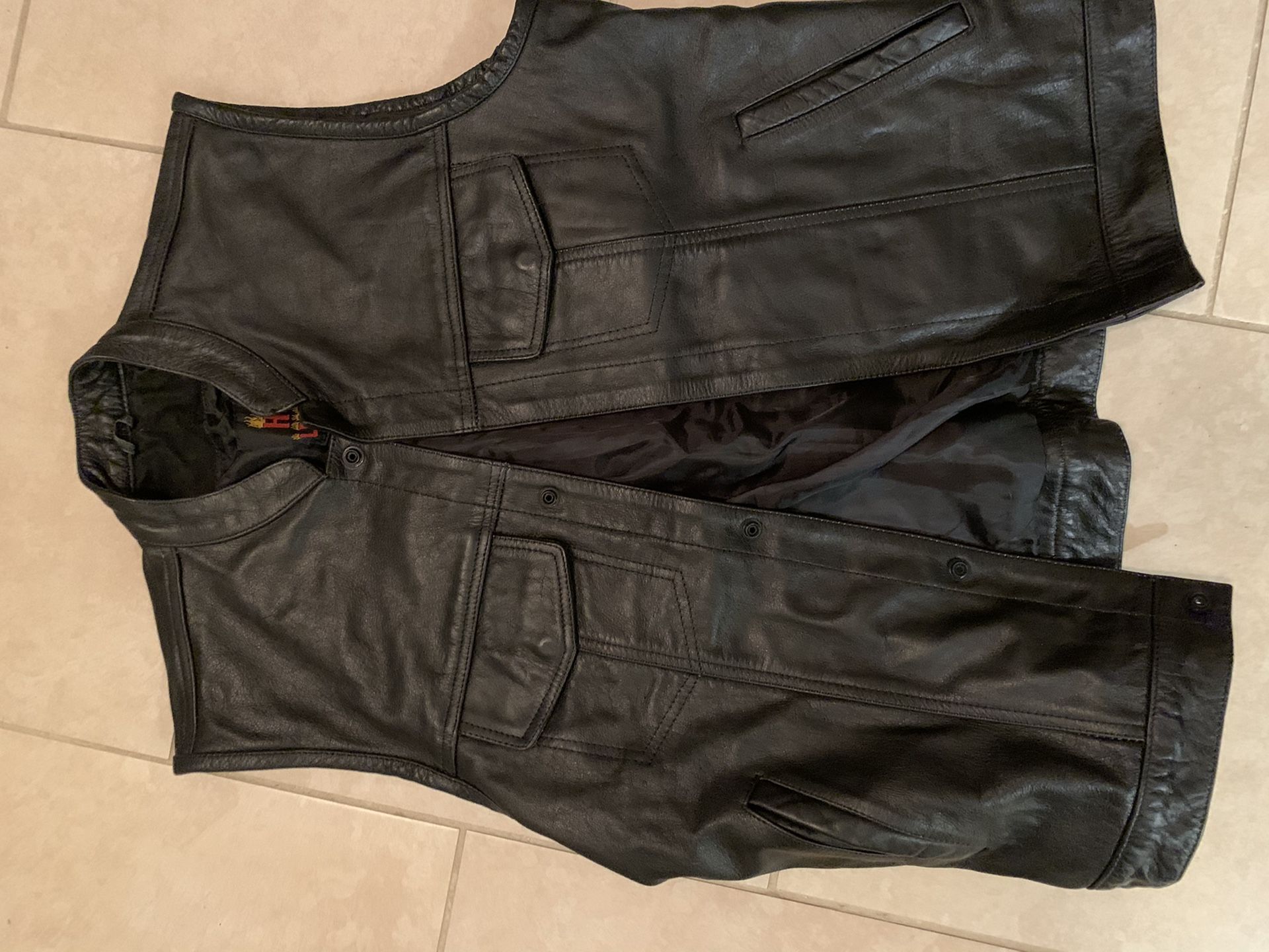 Leather motorcycle vest