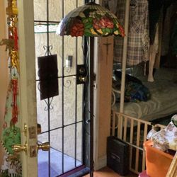 Vintage Tiffany Style Floor Lamp Double Bulb Light 