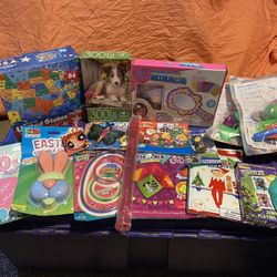 Misc Lot #2 Puzzles, Fashion Mirror, Stickers, Sidewalk Chalk, Finger Kite, Power Puff, Little Peoples, Paw Patrol, Ninja Turtles Etc ALL NEW