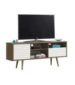 New Modern Costway 63” TV Stand/Console Cabinet 3 Shelves Storage Drawer Splayed Leg Wood/ White
