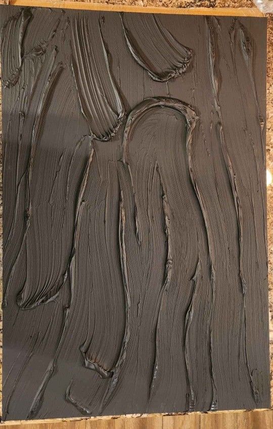 Zoinart Black Textured Wall Art 24 x 35 Hand Painted Abstract Oil Painting on Canvas Thick Texture