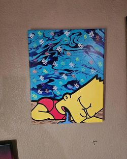 Hand Painting Of Bart Simpson Glow In The Dark