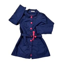 Girls Kids Polka Dots Coat Jacket Top Navy Blue Pink Size 7/8