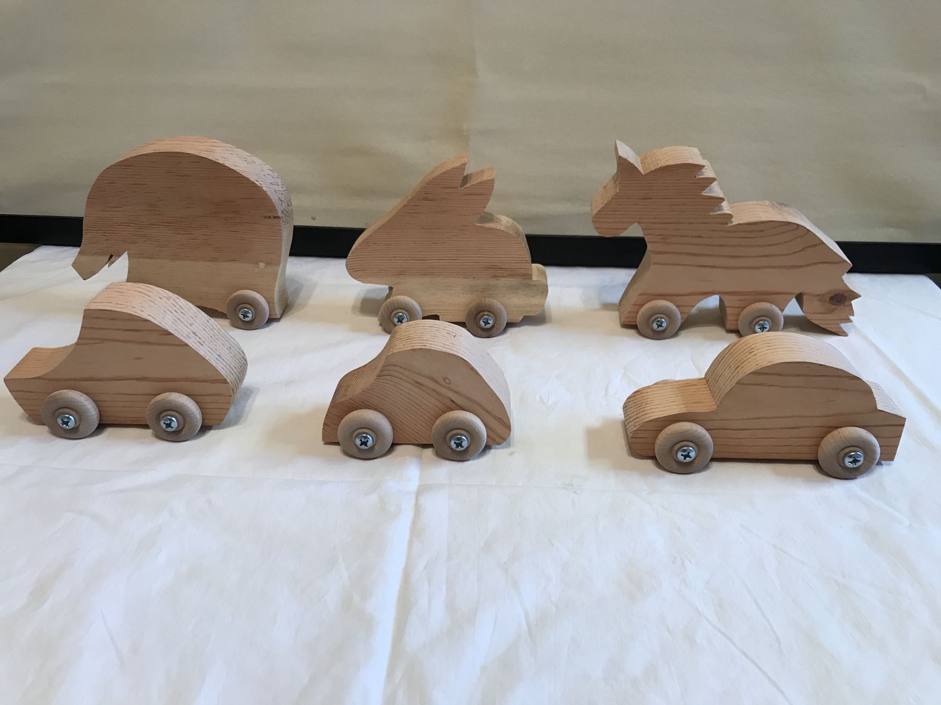 Wooden pull toys for toddlers.