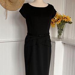 Elegance & Sophistication Pleated Black Dress By Kasper