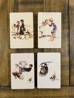 Vintage norman rockwell trump deck of cards. Four decks of sealed playing cards.